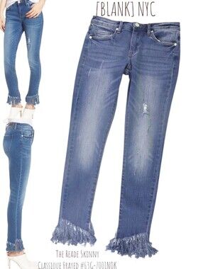 Blank NYC Women's The Reade Skinny Classique Jean's Ankle Fringe Light denim 26